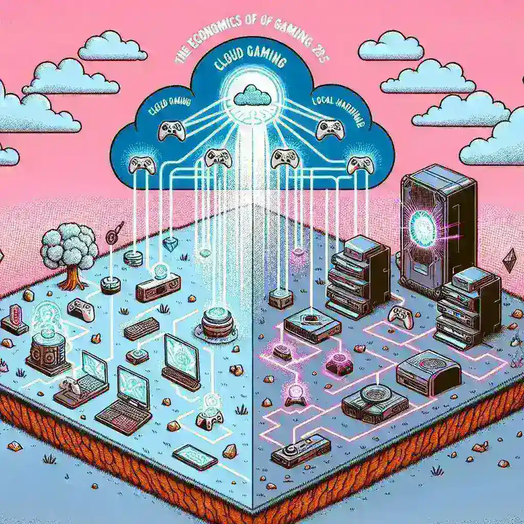 "Comparison of cloud gaming and local hardware setups in 2025, showcasing gaming performance, costs, and user experience."